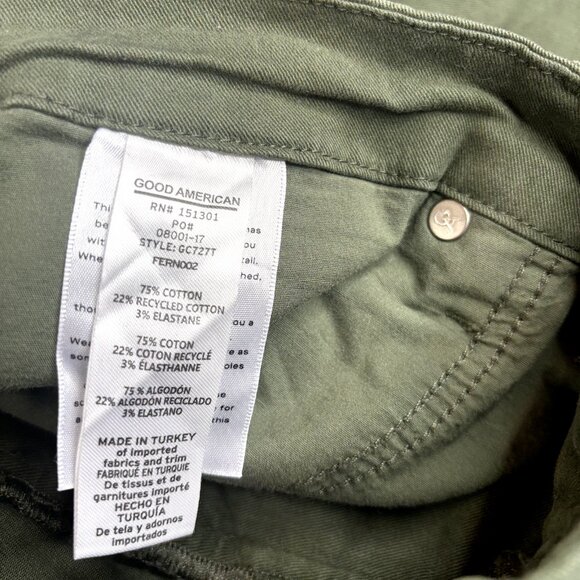 Good American Good Classic Ankle High-Rise Stretchy Pants Jeans Green Size 18 - Picture 2 of 9